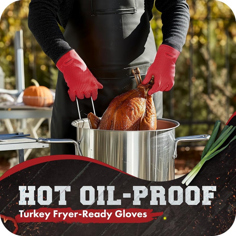 Kitchen perfection XL Silicone Smoker Oven Gloves-Extreme Heat Resistant BBQ Gloves-Handle Hot Food Right on Your Grill Fryer&Pit|Waterproof Grilling Cooking Baking Mitts|Superior Value Set+3 Bonuses - Image 5