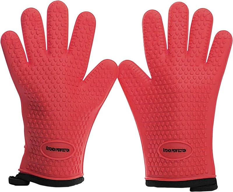 Kitchen perfection XL Silicone Smoker Oven Gloves-Extreme Heat Resistant BBQ Gloves-Handle Hot Food Right on Your Grill Fryer&Pit|Waterproof Grilling Cooking Baking Mitts|Superior Value Set+3 Bonuses - Image 1