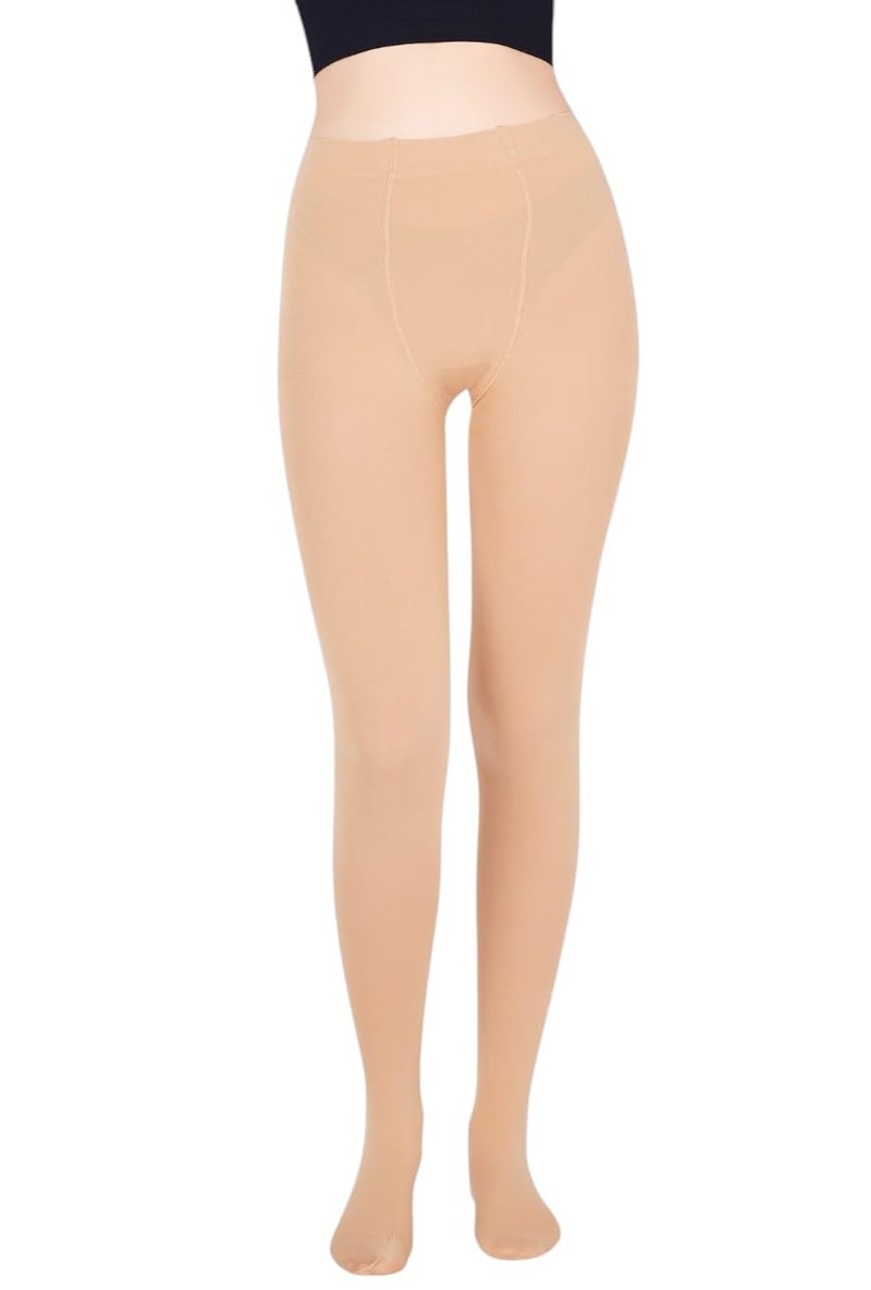 PLUMBURY Women's High Waist Stretchable Pantyhose Opaque Stockings Tights For Women, Beige - Image 1