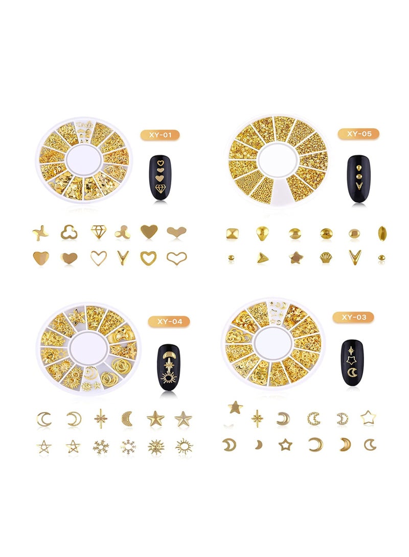 3D Nail Art Studs, Nail Jewelry, Mixed Nail Art Beads, Nail Art Rhinestones, Metal Gold Star Moon Sun Heart Accessories for DIY Nail Deco for Women Girl - DIY Nail Design Craft Decoration 8 Boxes - Image 5