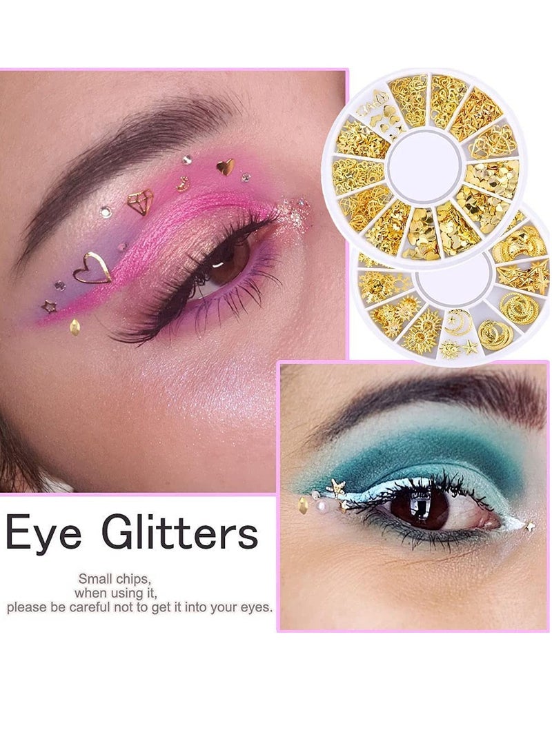 3D Nail Art Studs, Nail Jewelry, Mixed Nail Art Beads, Nail Art Rhinestones, Metal Gold Star Moon Sun Heart Accessories for DIY Nail Deco for Women Girl - DIY Nail Design Craft Decoration 8 Boxes - Image 2