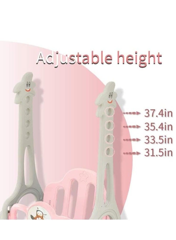 4 in 1 Toddler Slide Swing Set, Indoor Baby Slide, Includes Slide, Swing, Basketball Hoop, and Climber, Freestanding Slide Climber Playset Toy  - Image 4