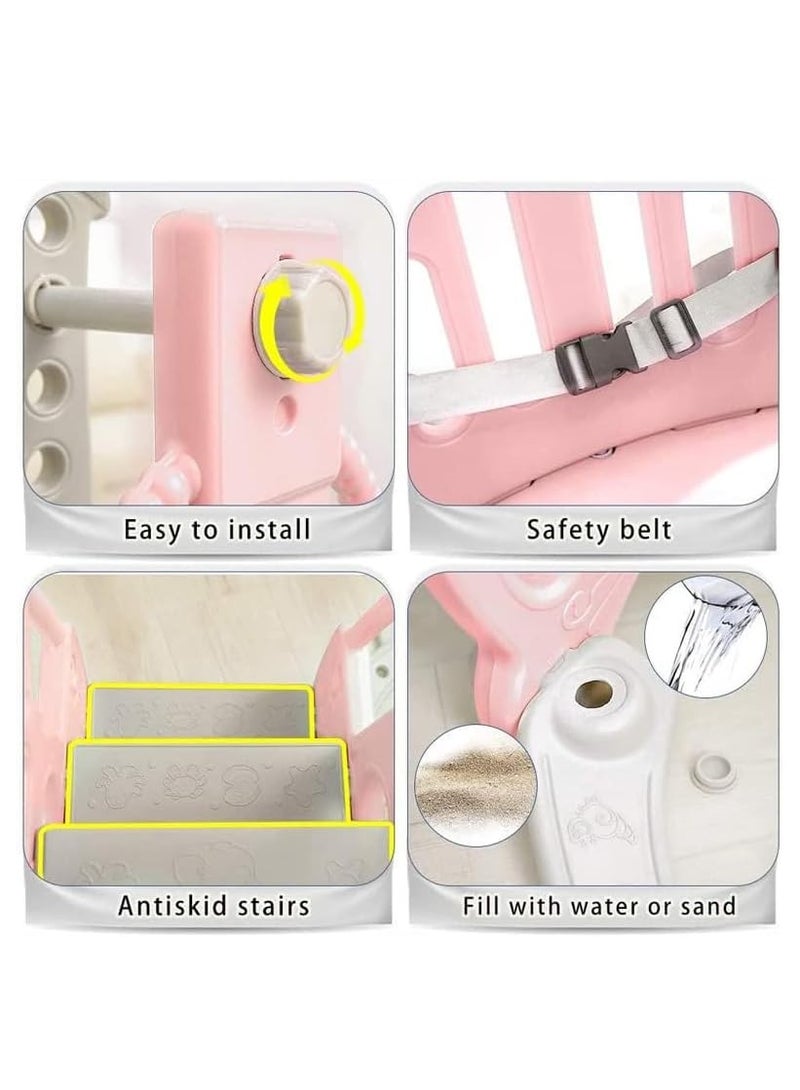 4 in 1 Toddler Slide Swing Set, Indoor Baby Slide, Includes Slide, Swing, Basketball Hoop, and Climber, Freestanding Slide Climber Playset Toy  - Image 5