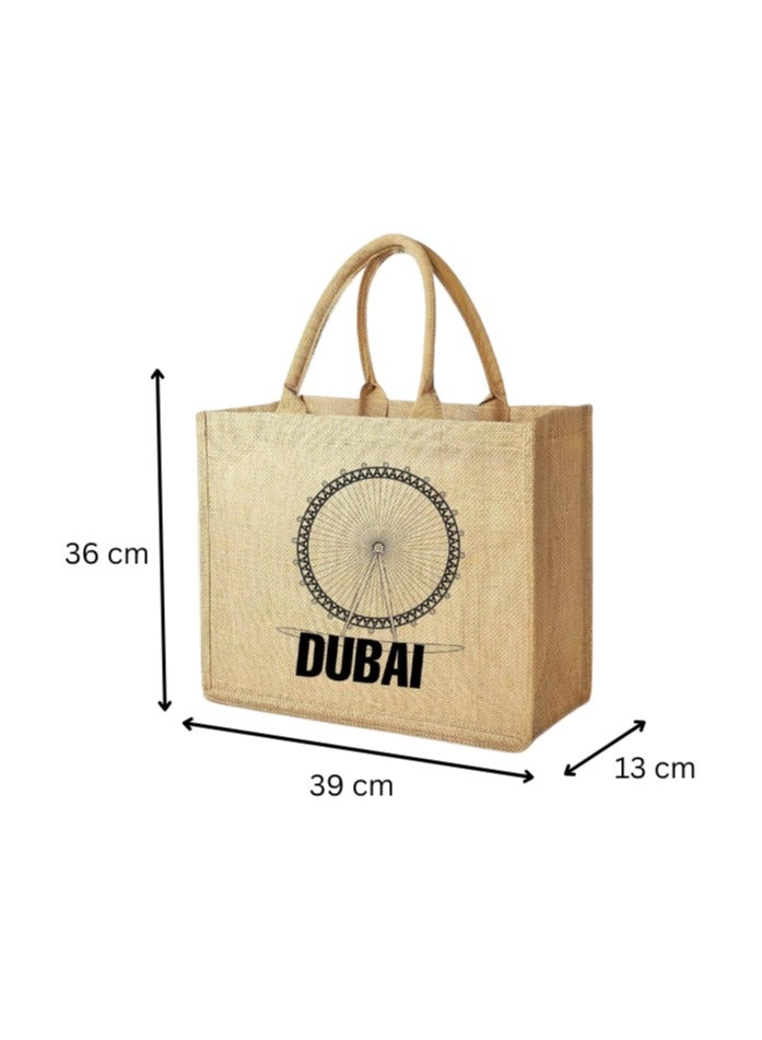 Pearl Coast حقيبة جوت تذكارية من دبي - حقائب EcoChic القابلة لإعادة الاستخدام | عبوة من 3 | متينة، أنيقة وقابلة لإعادة الاستخدام - Image 4