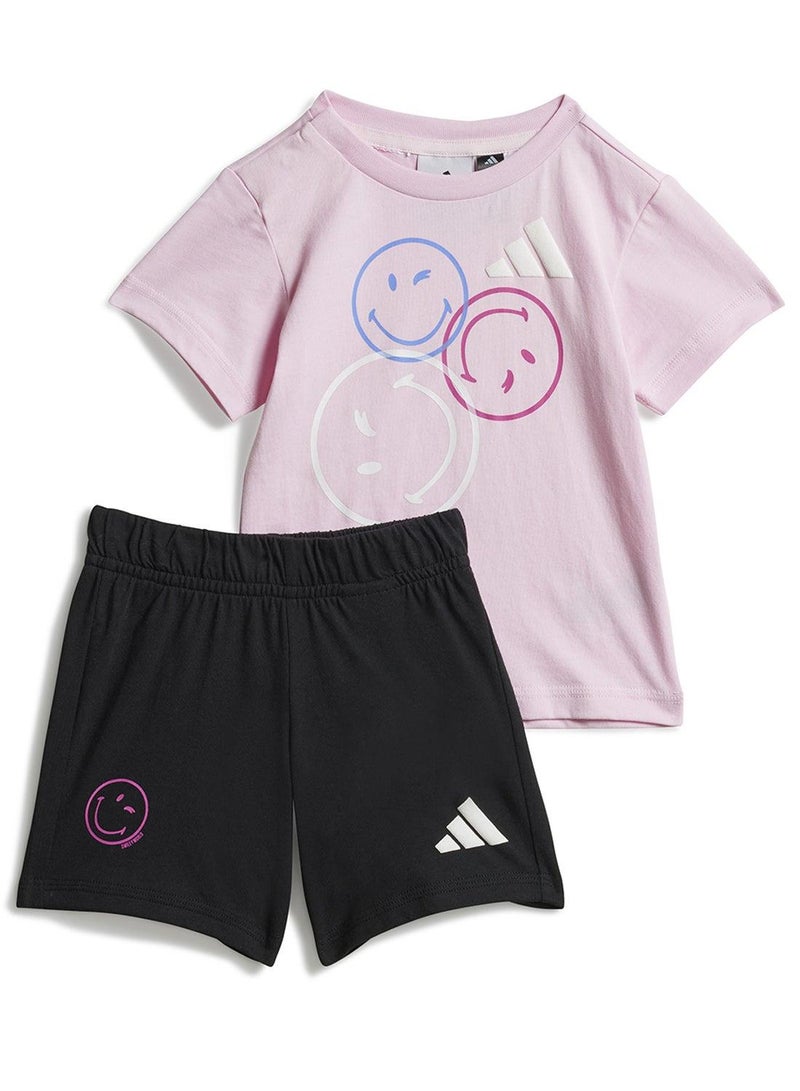 adidas بدلة تدريب صيفية وردية للأطفال الرضع - أشهر - Image 1