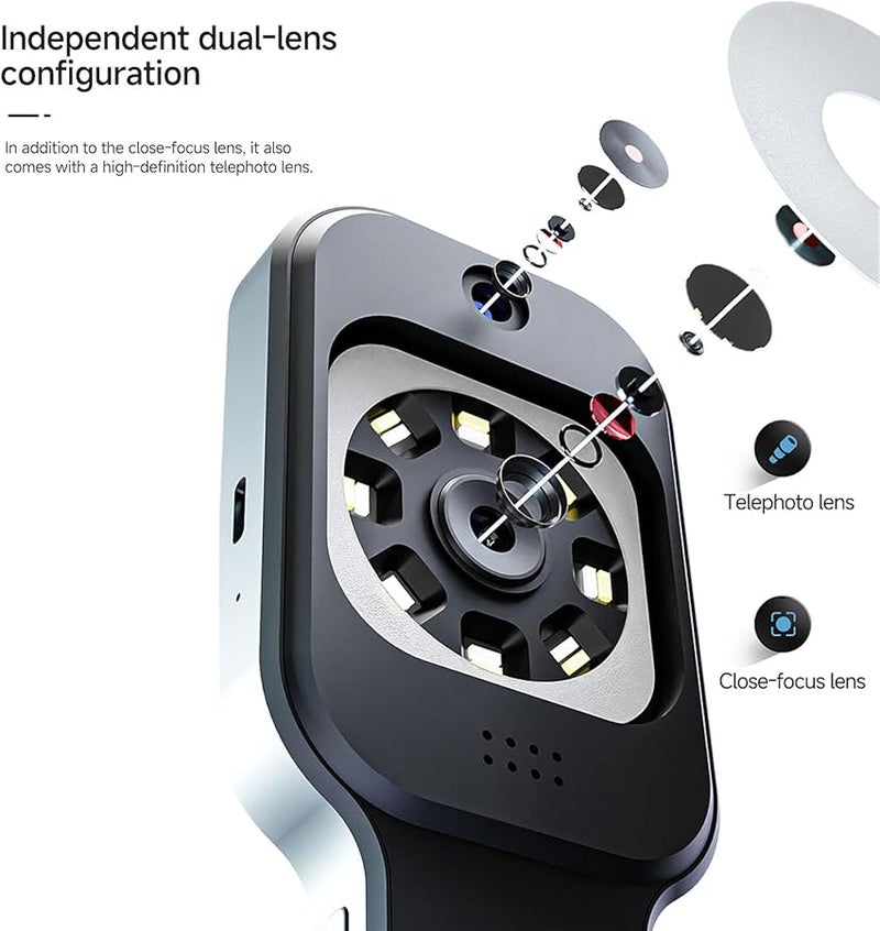 Fockety Portable Digital Microscope 5X 500X Zoom Double Lens HD Focus Black - Image 3