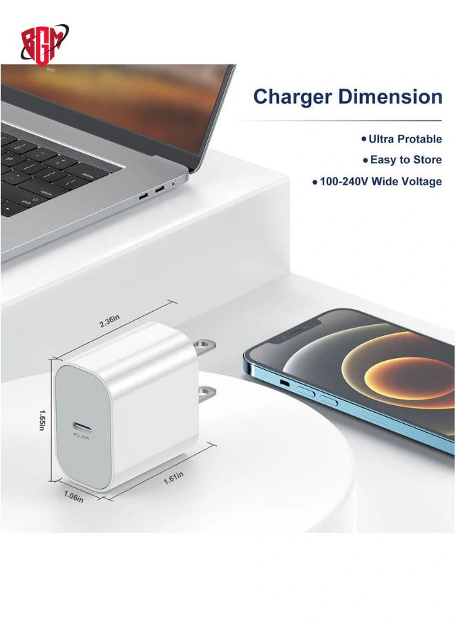 BGM - 20W Wall Charger Plug Block with USB C to Lightning Cable Cord 1M, iPhone 14 Charging Block Power Adapter Cube for iPhone 14 Pro Max/13 Pro/12 Mini/11,iPad - Image 1