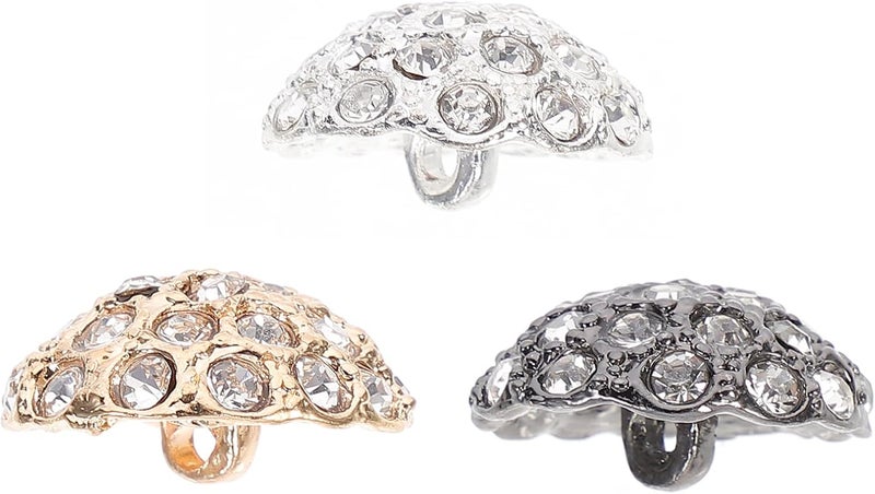 klarako 3pcs Button Crystals Decor Crystal Decor Alloy Brooch Coat - Image 1