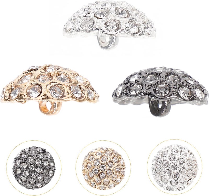 klarako 3pcs Button Crystals Decor Crystal Decor Alloy Brooch Coat - Image 2