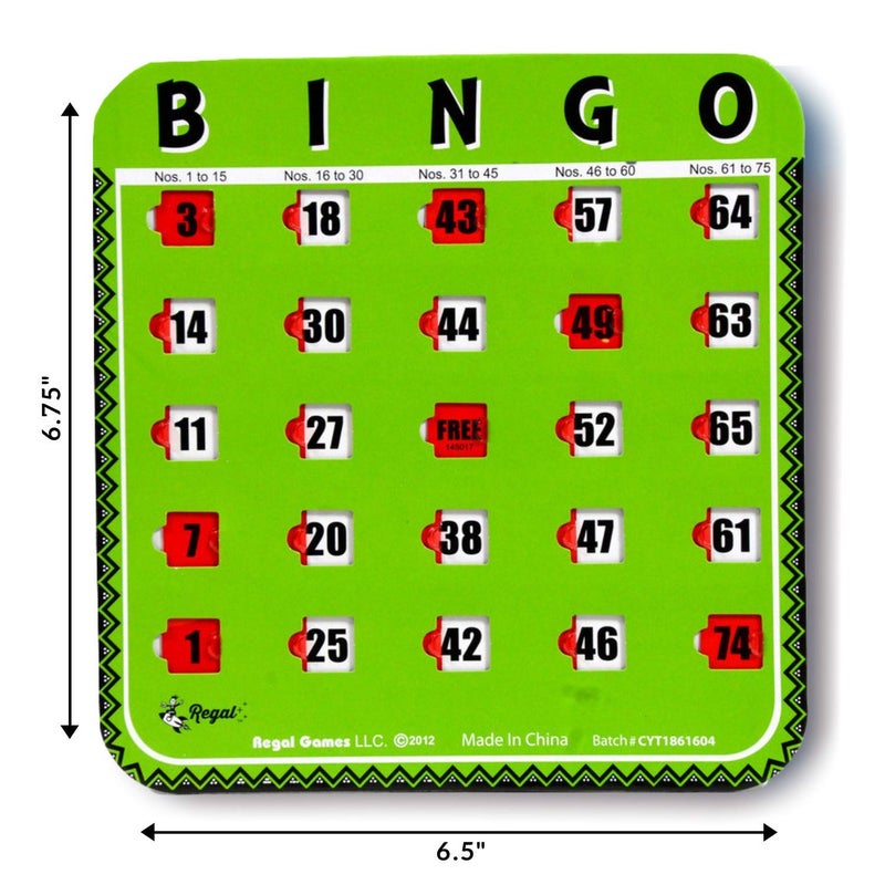 Regal Games Regal Bingo Bulk Bingo Cards with Sliding Windows - Reusable Large Print Bingo Game Cards for Adults Large Group - 8 Pack, Green - Image 5