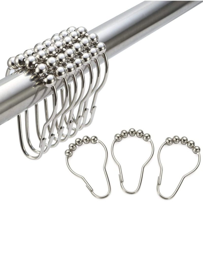 Rubik Shower Curtain Hooks Rings, Stainless Steel Shower Curtain Rings and Hooks for Bathroom Shower Rods Curtains Polished Nickel (1 Pack, 12pcs/Set) - Image 1