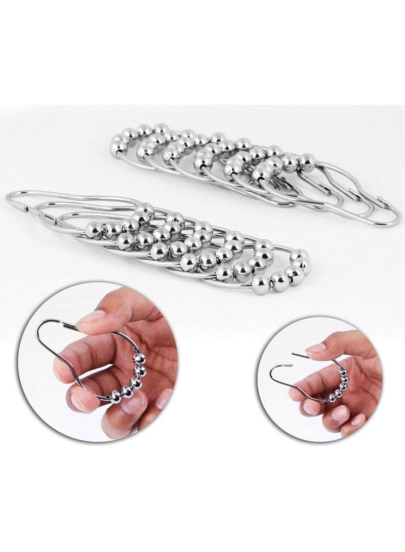 Rubik Shower Curtain Hooks Rings, Stainless Steel Shower Curtain Rings and Hooks for Bathroom Shower Rods Curtains Polished Nickel (1 Pack, 12pcs/Set) - Image 3