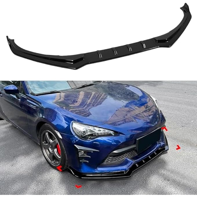 Oreilet Front Bumper Lip Body Kit, Universal Car Front Bumper Lip Chin Spoiler Splitter Replacement for GT86 FT86 FR-S Facelift 2012-2020 (Glossy Black) - Image 5
