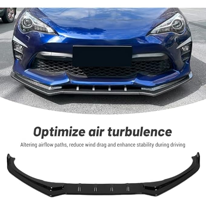 Oreilet Front Bumper Lip Body Kit, Universal Car Front Bumper Lip Chin Spoiler Splitter Replacement for GT86 FT86 FR-S Facelift 2012-2020 (Glossy Black) - Image 3