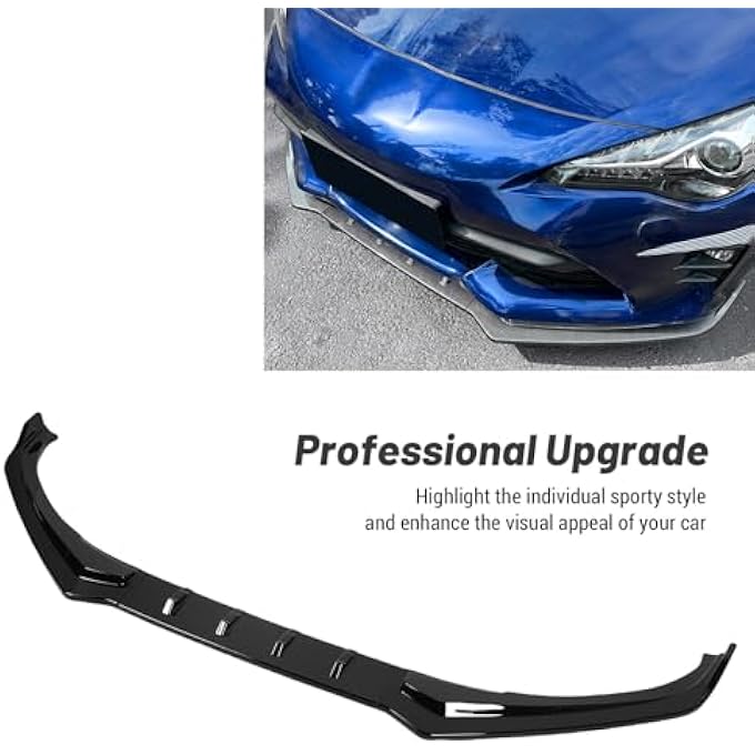 Oreilet Front Bumper Lip Body Kit, Universal Car Front Bumper Lip Chin Spoiler Splitter Replacement for GT86 FT86 FR-S Facelift 2012-2020 (Glossy Black) - Image 2