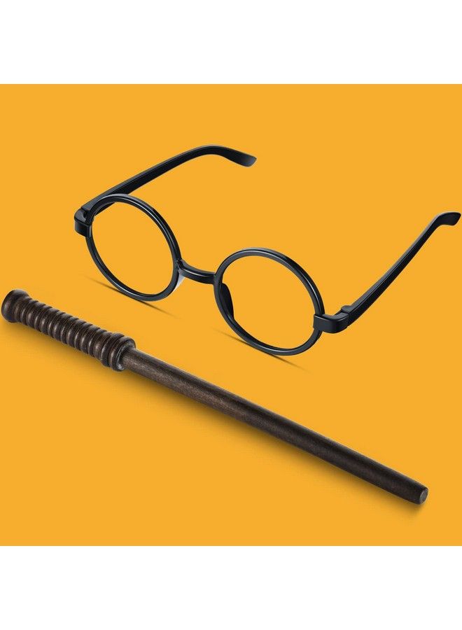 Chinco 72 Pcs Wand Pencils And Glasses Wizard Halloween Party Favors Including 24 Wizard Wand Pencils And 24 Plastic Costume Glasses Frame With 24 Storage Bags For Kids Theme Party Supplies  - Image 4