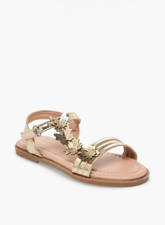 Flora Bella By Shoexpress Girls Floral Applique Hook & Loop Sandals