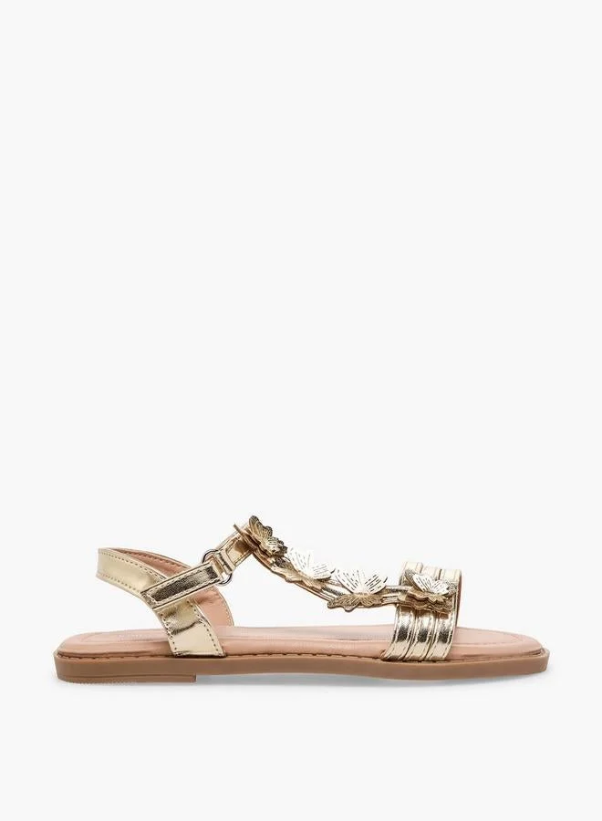 Flora Bella By Shoexpress Girls Floral Applique Hook & Loop Sandals