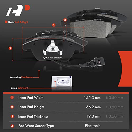 A-Premium Front Ceramic Disc Brake Pads Set Compatible with Select Audi and Volkswagen Models - For Jetta 2005-2018, Golf, Passat, A3 (Quattro), TT (Quattro), Beetle, CC, Eos, Gti, Jetta City, Rabbit - Image 5