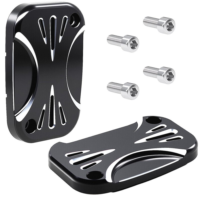 amavoler Brake Master Clutch Cylinder Covers CNC Aluminium Brake Master Cylinder Fluid Reservoir Cap Compatible with Harley Touring Electra Glide Road Glide 20082017 style2