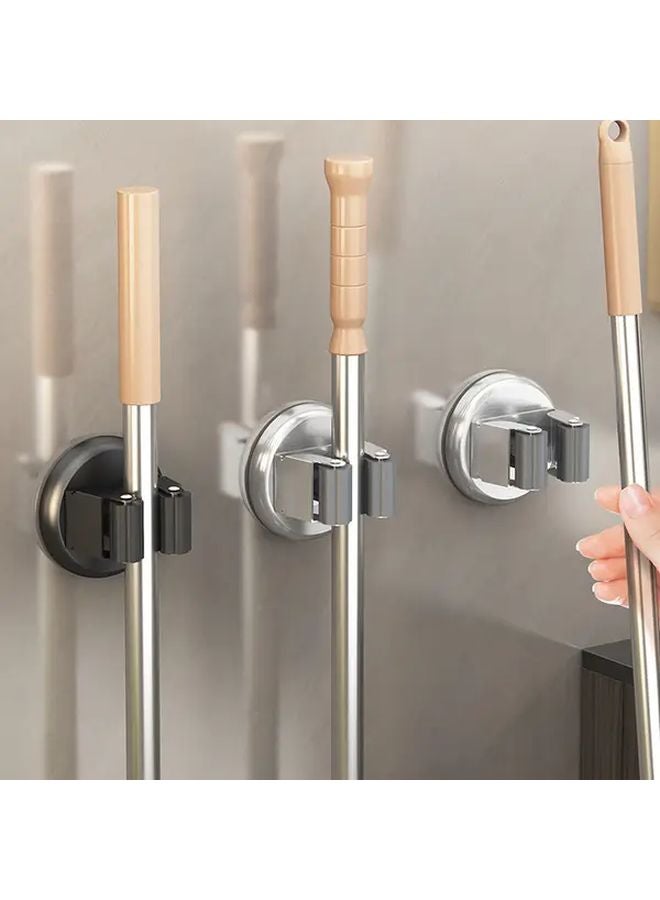 حامل ممسحة الجدار الأسود 2 قطعة خطافات شفاطة بدون حفر للمكانس - Image 2