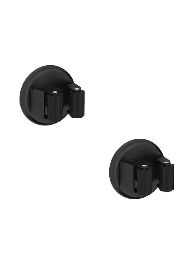 حامل ممسحة الجدار الأسود 2 قطعة خطافات شفاطة بدون حفر للمكانس - Image 1