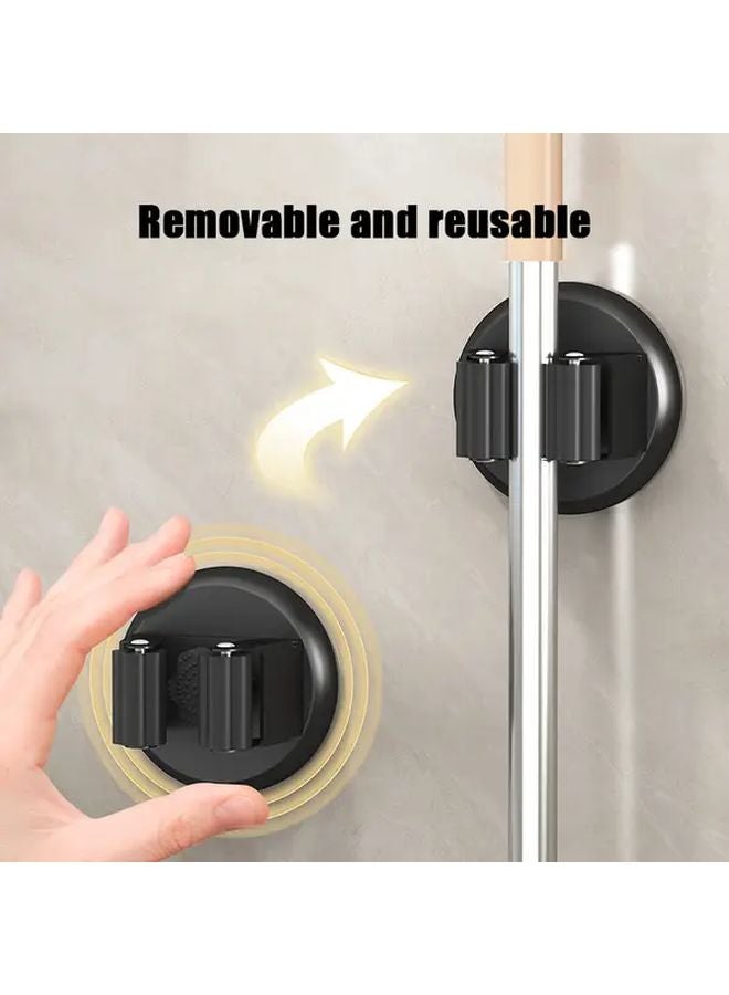 حامل ممسحة الجدار الأسود 2 قطعة خطافات شفاطة بدون حفر للمكانس - Image 5