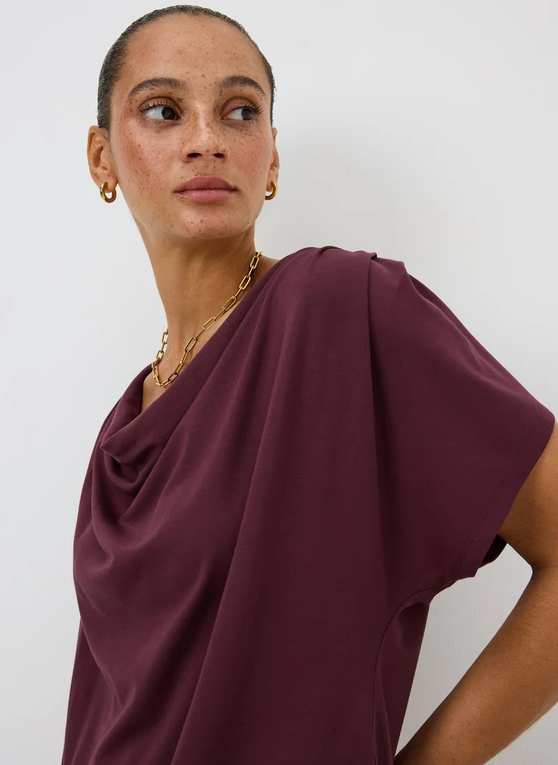 ماتلان Berry Cowl Angel Sleeve Blouse