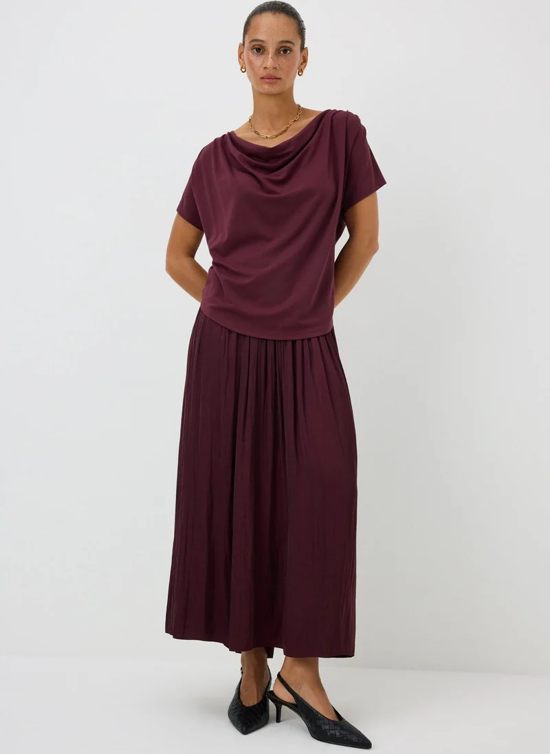 ماتلان Berry Cowl Angel Sleeve Blouse