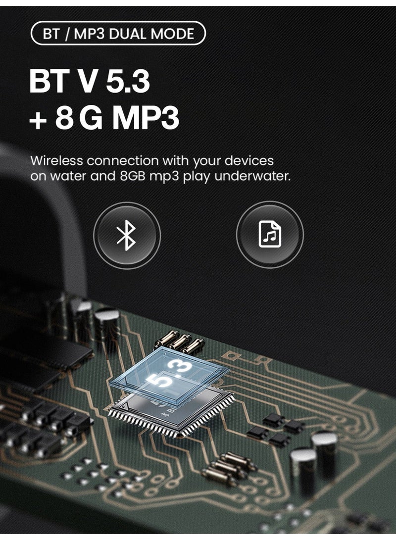 ZIPFORCE Open-Ear Bone Conduction Running Headphones, Bluetooth 5.3 Dual-Device Pairing, IP68 Waterproof Sport Headset, 8GB Memory For 2000 Songs Storage. , Wireless Earbuds for Jogging & Gym,Blue - Image 4