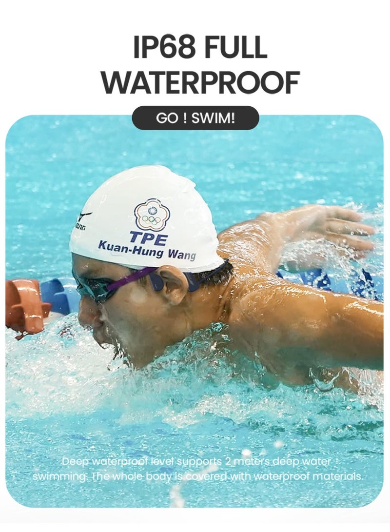 ZIPFORCE Open-Ear Bone Conduction Running Headphones, Bluetooth 5.3 Dual-Device Pairing, IP68 Waterproof Sport Headset, 8GB Memory For 2000 Songs Storage. , Wireless Earbuds for Jogging & Gym,Blue - Image 5