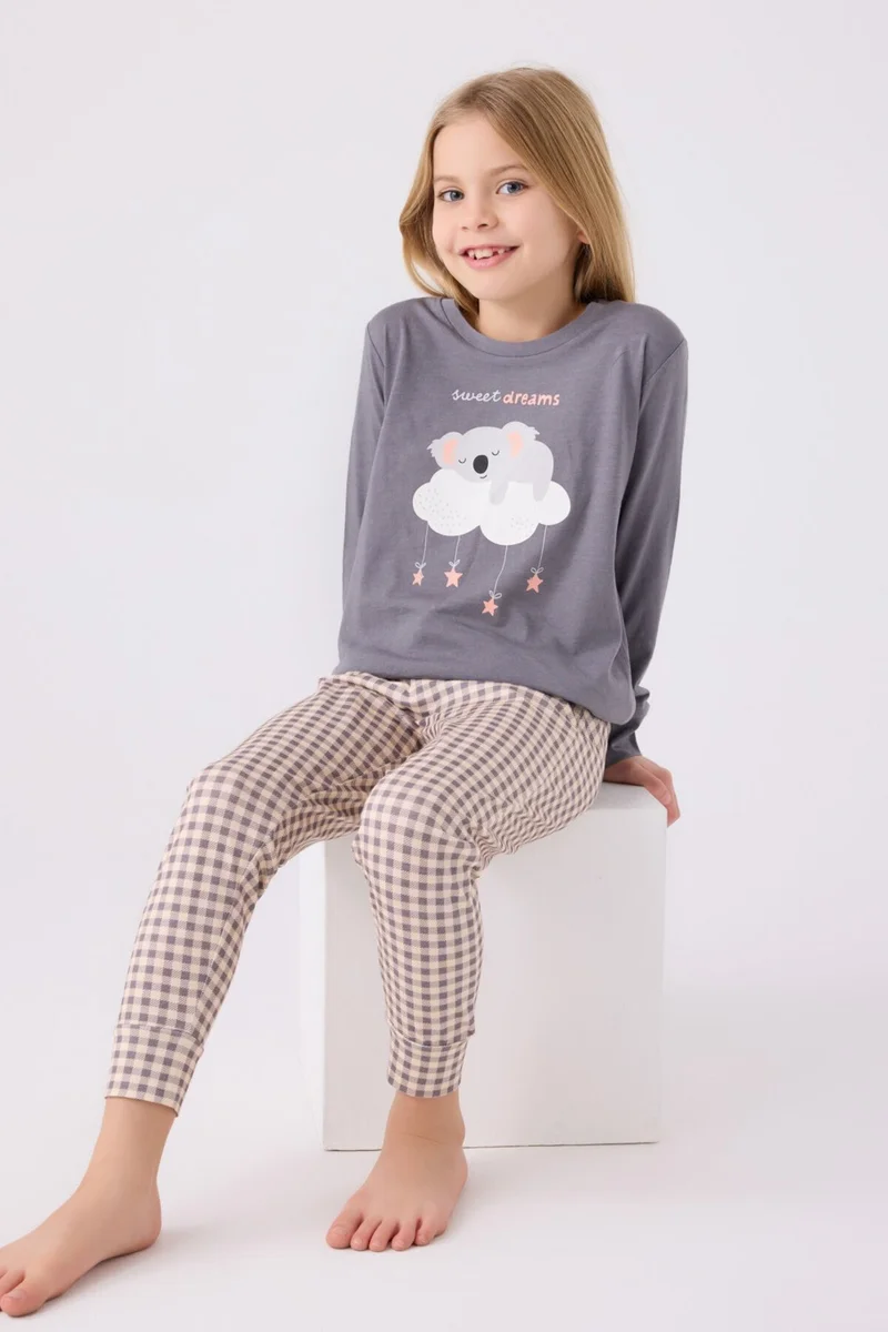 Arnetta Girls Long Sleeve Pajama Set AR3093 Dark Gray