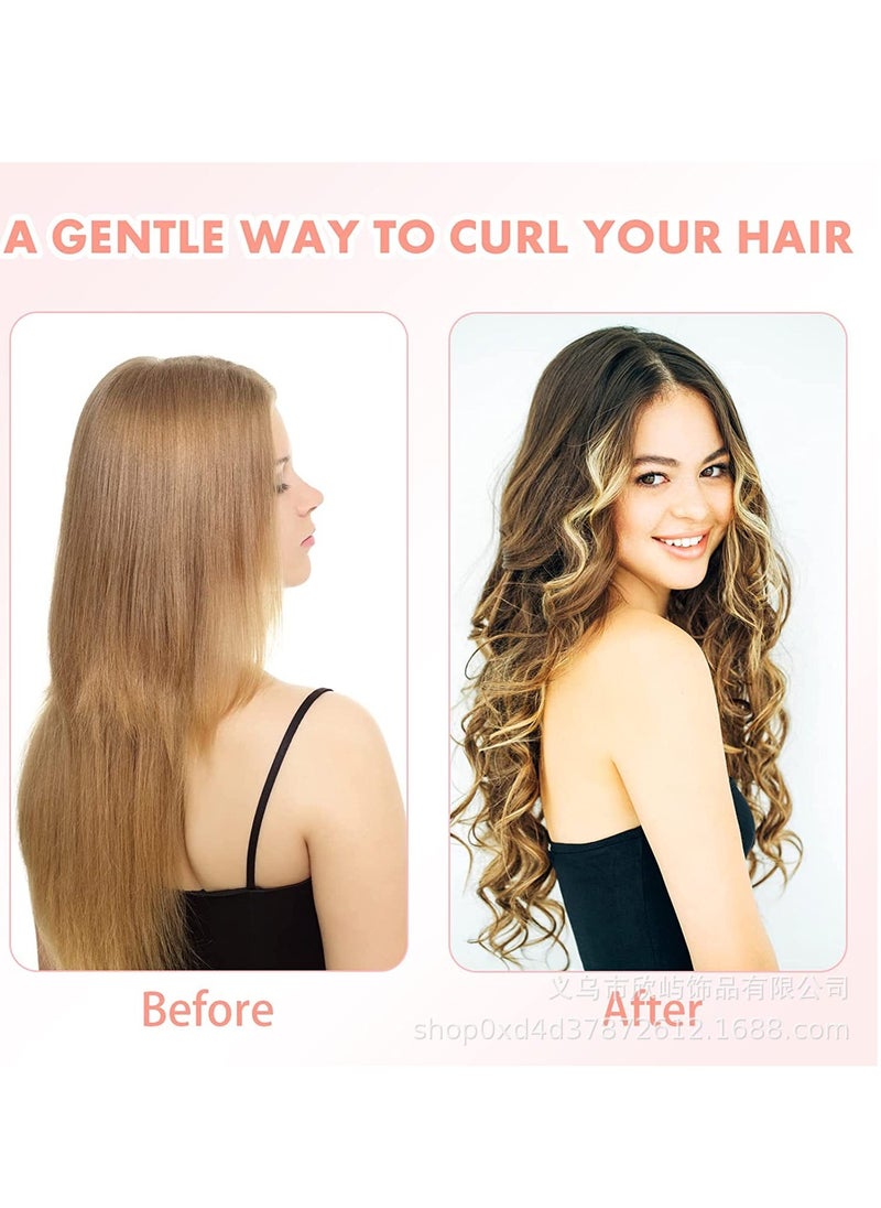 Heatless Curling Rod Headband – Premium Rods for Tight and Loose Curls - Mulberry Silk Wave Curler Soft Plush Cotton Filling Hairclips, Scrunchies