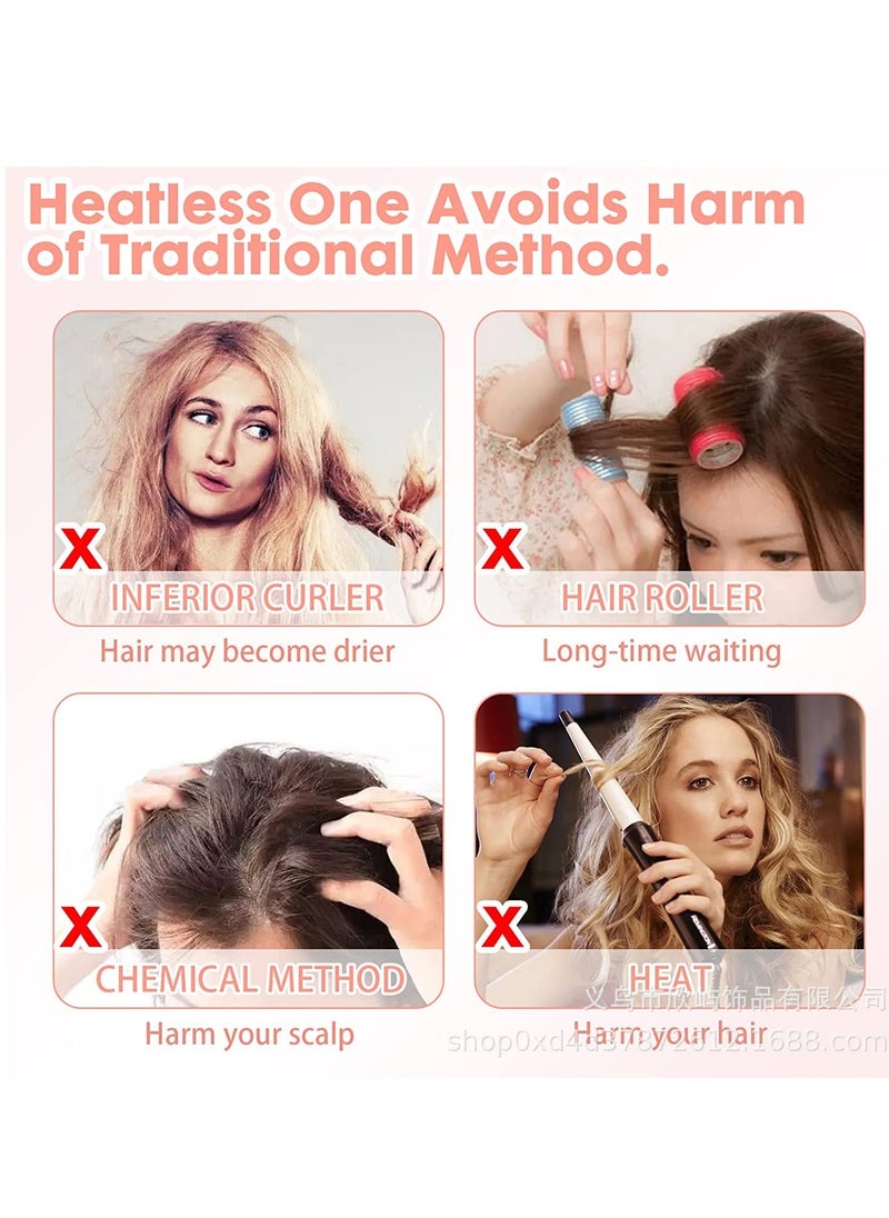 Heatless Curling Rod Headband – Premium Rods for Tight and Loose Curls - Mulberry Silk Wave Curler Soft Plush Cotton Filling Hairclips, Scrunchies