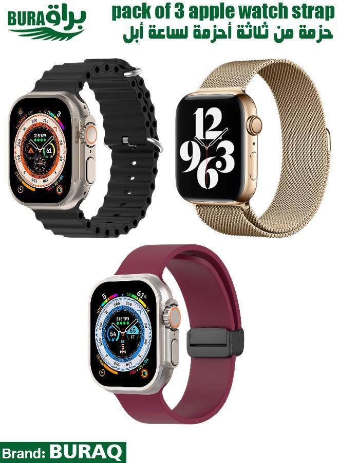 BURAQ Apple Watch Band Strap For Apple Watch Ultra 2/Ultra 49mm, Series 10 46mm, 9/8/7 45mm, SE2/SE/6/5/4 44mm, 3/2/1 42mm