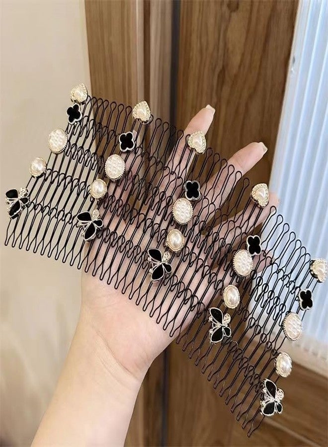 DORMITORRY Elegant Flower Hair Comb Set for Women, Stylish Black Spiral Clips with Pearl and Floral Designs, Perfect for Weddings, Parties, Daily, and Chic Updo Hairstyles, 1 Pcs - Multi Design. - Image 4