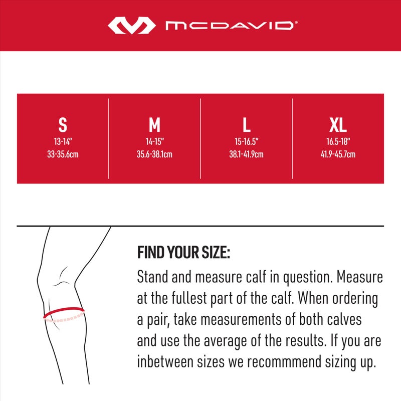 McDavid Calf Compression Sleeve, Light Support for Left or Right Leg, Helps Provide Relief From Pain, Men & Women, Black, Adult L - Image 2