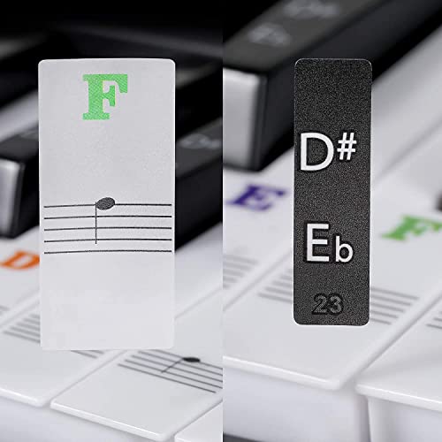 DOMENICO Piano Keyboard Stickers For 88/61/54/49/37 Key, Bold Letter Piano Stickers For Learning, Removable Piano Keyboard Letters, Notes Label For Beginners And Kids, Colorful With Piano Bag,Black - Image 3