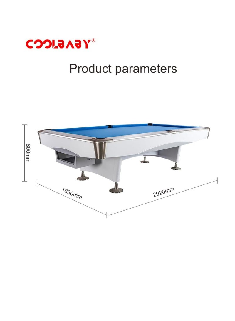 Cool Baby Style 9 ft Billiards Table - Professional Pool Table - Includes Full Set of Balls 5 Cue Sticks Chalk and Felt Brush - Perfect for Family Game Room White  - Image 3