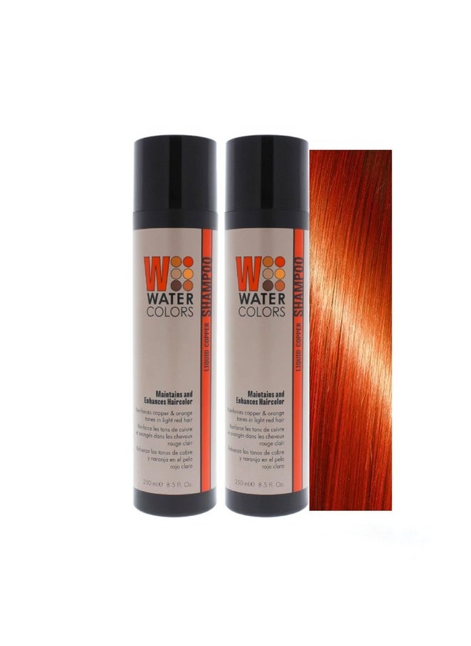Watercolors - Color Depositing Sulfatefree Shampoo Maintains & Enhances Haircolor Hair Dye Maintenance Wash (Classic Liquid Copper 8.5 Fl Oz)2 Pack - Image 1