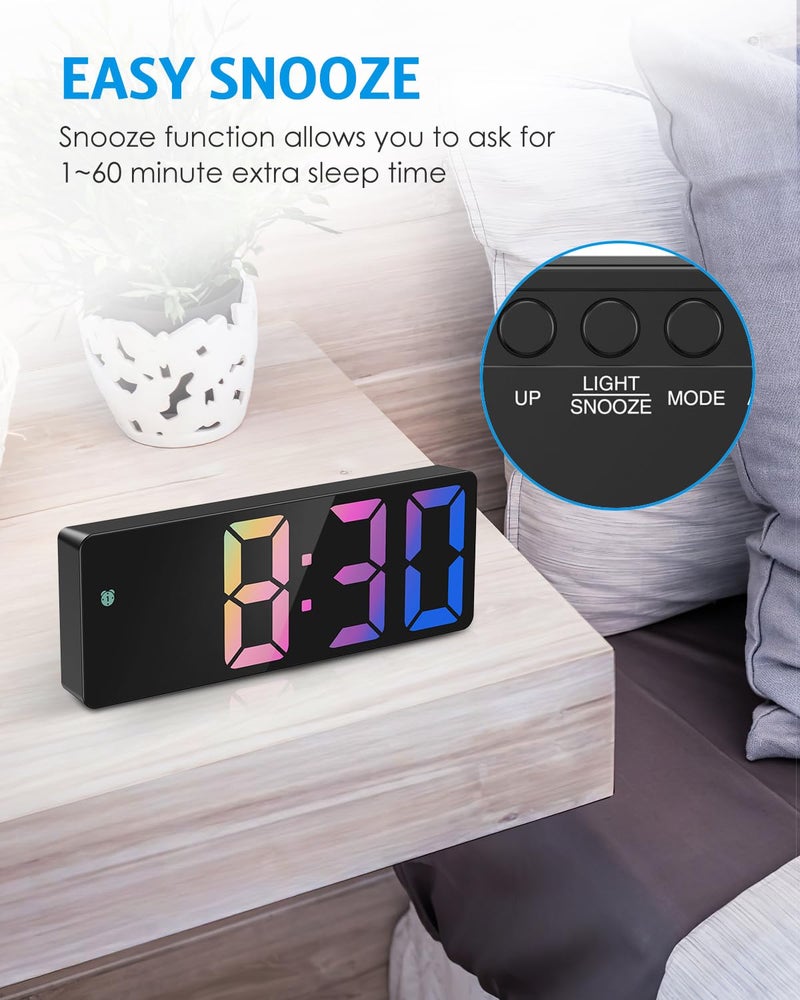 AMIR Upgraded Digital Alarm Clocks for Bedrooms, LED Digital Clock with Dual Power Supply, 12/24H, Dimmable,DST,Snooze,Desk Clock for Home Office School - Image 5