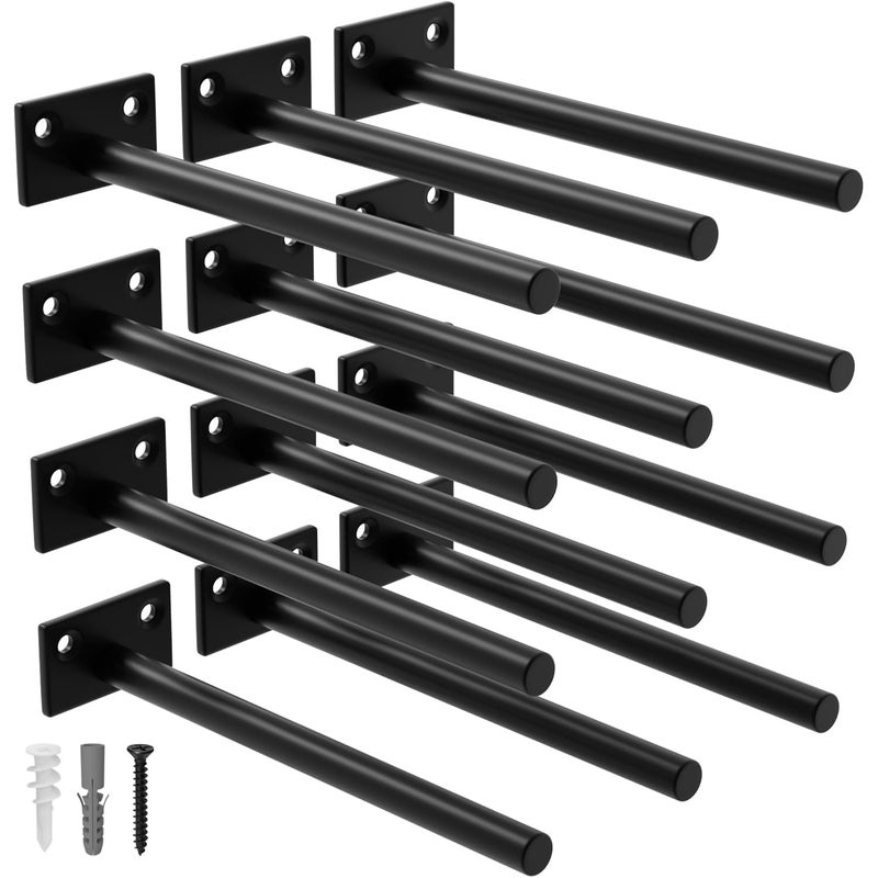 LEOPO 12-Pack 8 inch Floating Shelf Brackets, Hidden Shelf Bracket for Wood, Concealed Blind Shelving Support,Invisible Coated Brackets for DIY Decorative,Fit for Kitchen, Bathroom,Study Room - Image 1