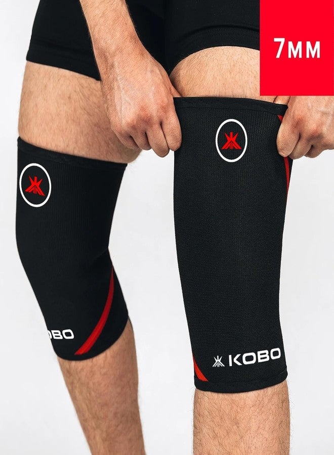 Kobo 7 mm Knee Cap Compression Support Knee Sleeves for Powerlifting Gym Squats Running Cycling Sports Jogging Workout Pain Relief (Material: Neoprene & Spandex) (L) - Image 2