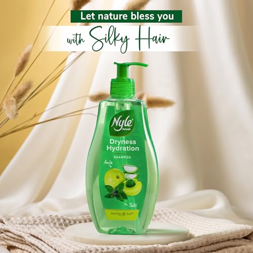 Nyle Naturals Dryness Hydration Shampoo, with Tulsi, Amla and Aloe Vera, Gentle & Soft Shampoo, pH Balanced and Paraben Free, For Men & Women, 1L - Image 3