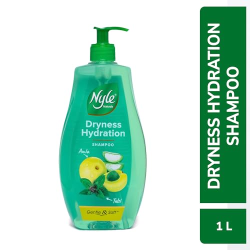 Nyle Naturals Dryness Hydration Shampoo, with Tulsi, Amla and Aloe Vera, Gentle & Soft Shampoo, pH Balanced and Paraben Free, For Men & Women, 1L - Image 2