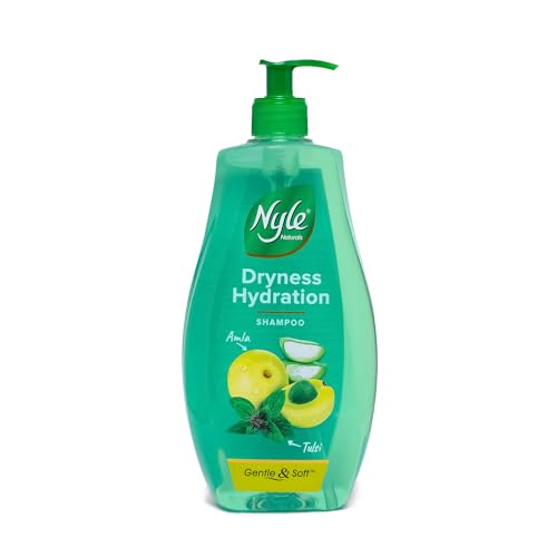 Nyle Naturals Dryness Hydration Shampoo, with Tulsi, Amla and Aloe Vera, Gentle & Soft Shampoo, pH Balanced and Paraben Free, For Men & Women, 1L - Image 1