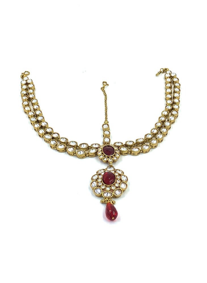 Gohona Bollywood Style Head Chain Jewelry Matha Patti - Image 2