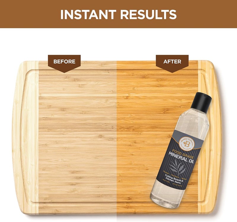 Bambüsi Mineral Oil for Wood Cutting Board - Food Grade Butcher Block Oil Conditioner, Cutting Board Oil for Bamboo, Teak, Wood Countertops, Knives, Utensils, Meat Grinder, Soapstone, Marble, 12 oz by Bambusi - Image 2