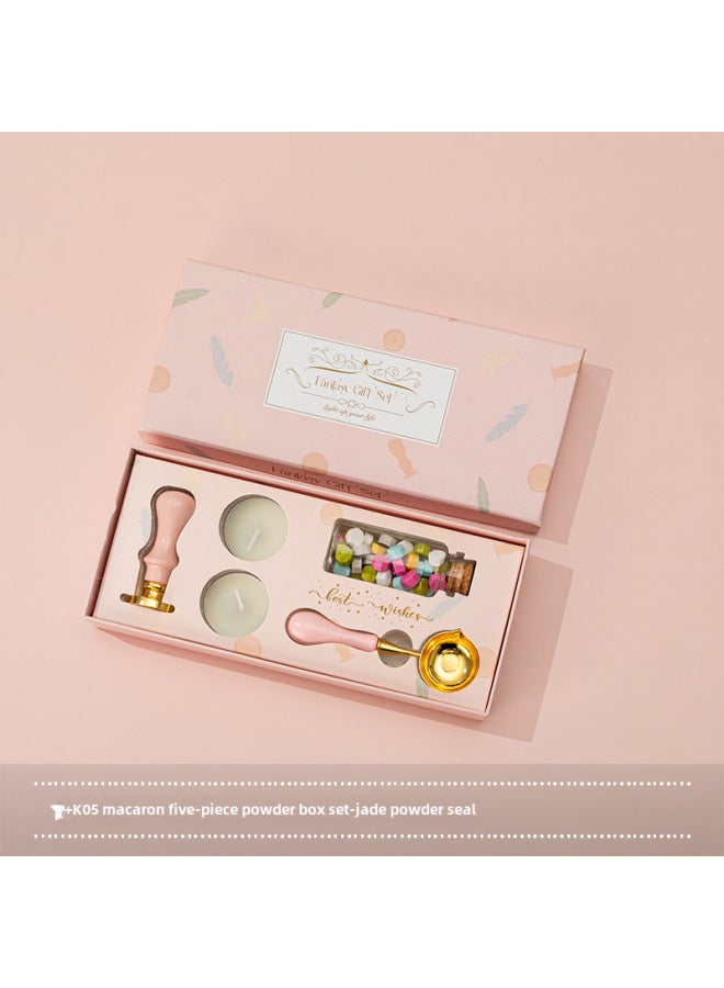 Autonomy New Macaron Fire Lacquer Wax Grain Furnace Seal Hand Account Valentine's Day Birthday Gift Lacquer Seal Full Set - Image 1