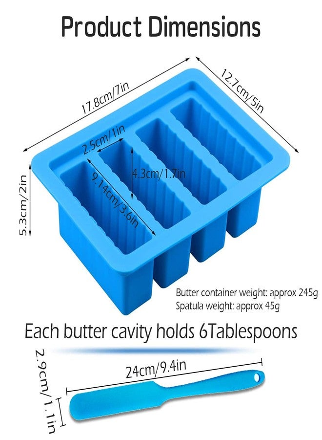 XPAPOV 2PCS Butter Silicone Mold with Lid, Non-Stick Butter Mold Tray with Measurements, Butter stick molds with butter paddles for Making Butter for Chocolate Making and Homemade Cakes Baking (Blue&Purple) - Image 2